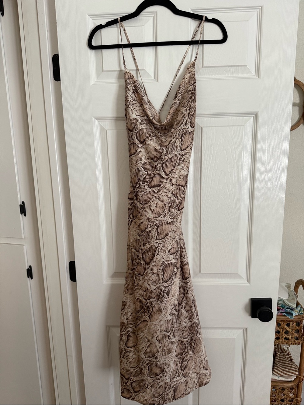 lovestitch Ivory and Mocha Python Slip Dress